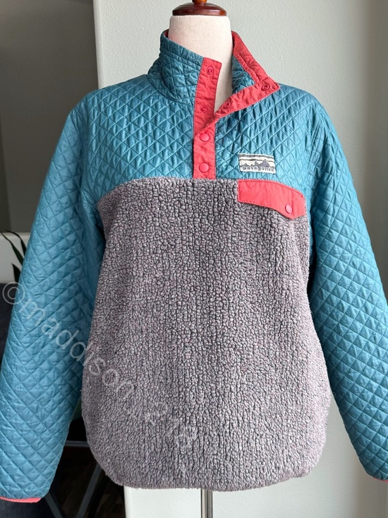 Patagonia Jackets & Blazers - Patagonia Mixed Media Snap-T Pullover Large Crater Blue Sherpa Quilted Jacket L